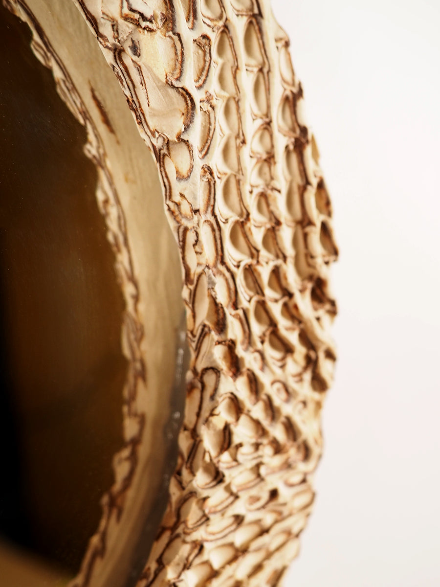 Carved Mirror Frame, Sepia Ripple