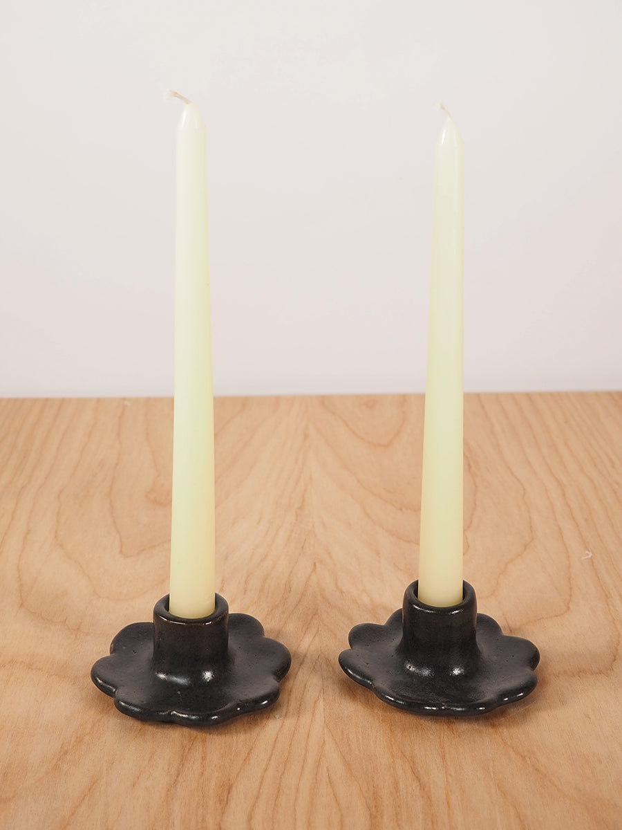 Flor Taper Candlestick Holder, Pair (Deep Charcoal)