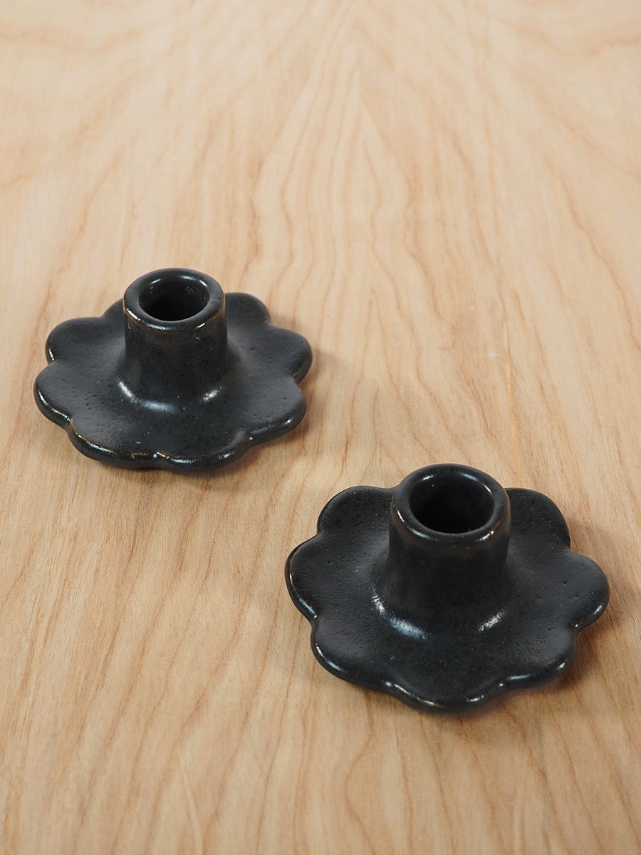 Flor Taper Candlestick Holder, Pair (Deep Charcoal)