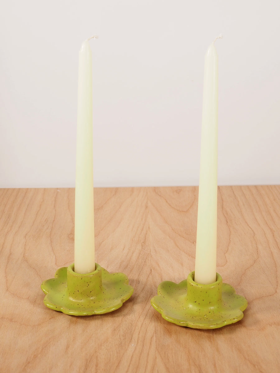 Flor Taper Candlestick Holder, Pair (Chartreuse)
