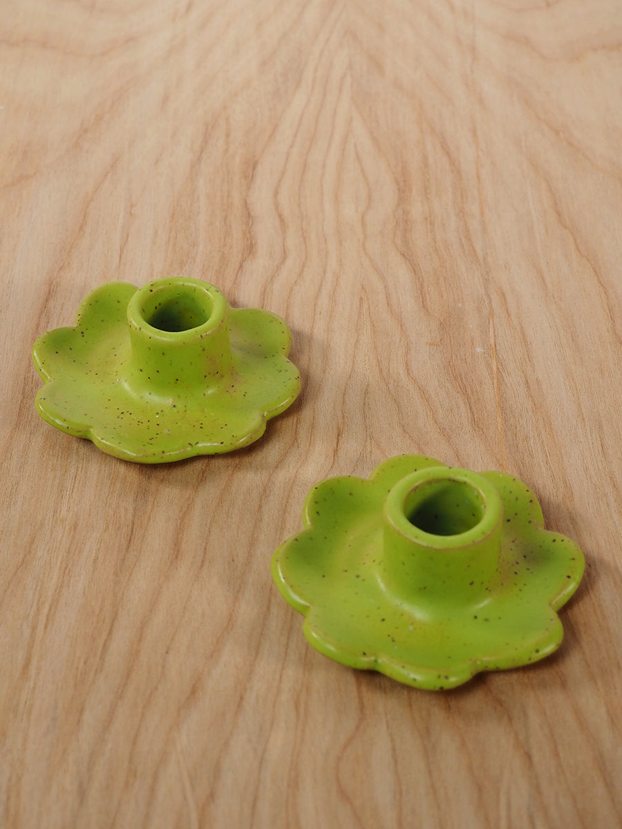 Flor Taper Candlestick Holder, Pair (Chartreuse)
