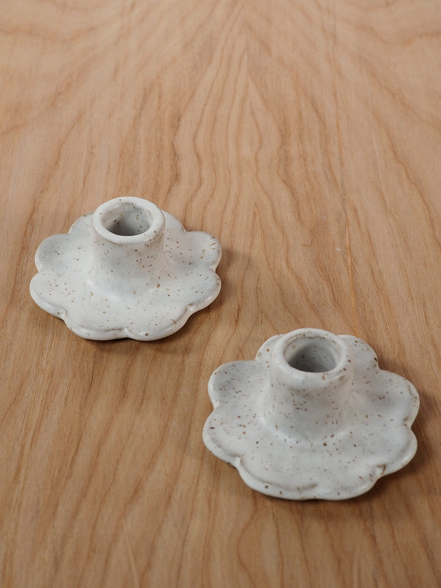 Flor Taper Candlestick Holder, Pair (Oatmeal)
