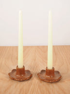 Flor Taper Candlestick Holder, Pair (Saddle Brown)