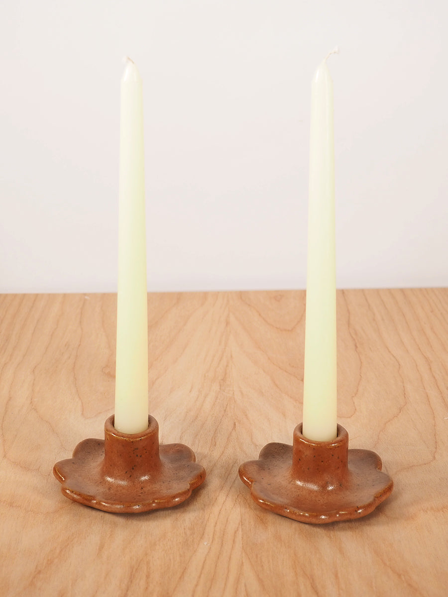 Flor Taper Candlestick Holder, Pair (Saddle Brown)