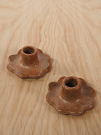 Flor Taper Candlestick Holder, Pair (Saddle Brown)