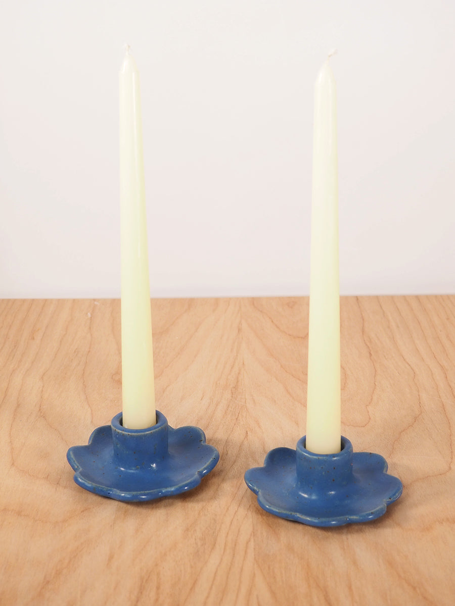 Flor Taper Candlestick Holder, Pair (Blue)
