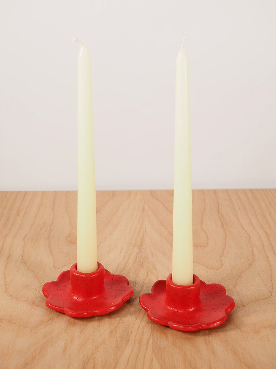 Flor Taper Candlestick Holder (Red)