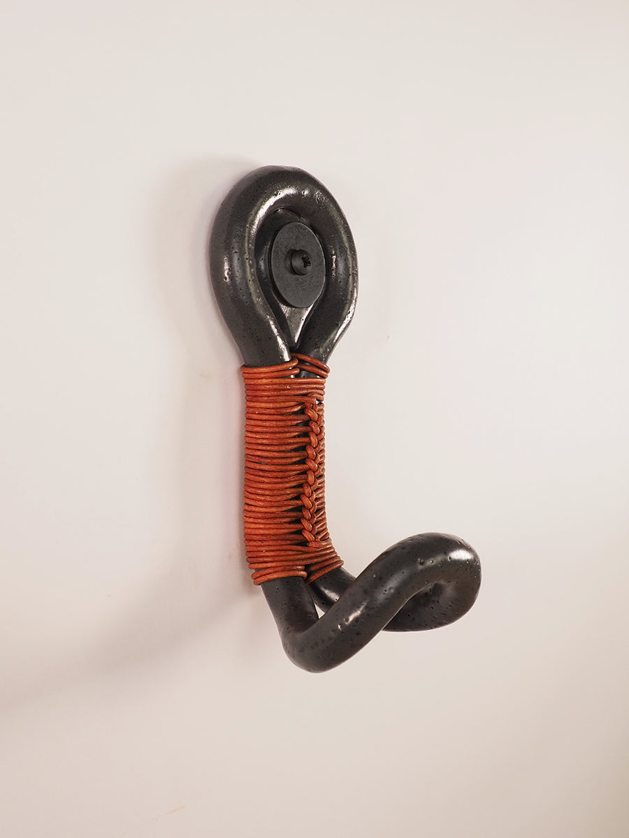 Wallhook with leather cording (Charcoal)