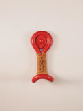 Ceramic Wallhook with leather cording (Red)