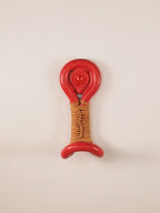 Ceramic Wallhook with leather cording (Red)